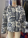 Fongt Women's ZA Fashion Autumn New Printing Thick Loose Leisure Cotton Jacket