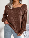 2025 Casual Square Collar Buckle Knitted Knitted Sweater Women's