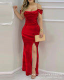 New Party Dress One Word Shoulder Pleated Dress LZQ3107J Series-Outfit