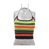 Fongt Women's New Sexy Hottie Slings Inside Wearing Multi-Color Striped Short-Enavel Vest