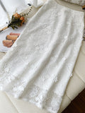 Fongt Three-Dimensional Flower Embroidered Lace Dress Girl Long Dress Women's European Goods Korean Women's Small Fragrant Style