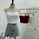 Thai Babes Light Yarn Splicing Braless Sleeveless Top With Short Corset Corset Umbilized Bra Vest