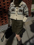 Buttoned Retro Printed Cardigan-Outfit