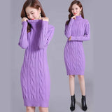 Twist Sweater Black Dress Women Casual Fall Winter Warm Blue Knitted Bottomed Dresses Oversized Elegant Vestido