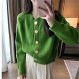 Lazy Wind Soft Waxy Sweater Coat Women's Wear High Sense Versatile Spring Knit Cardigan Long Sleeve Top Tide-Outfit