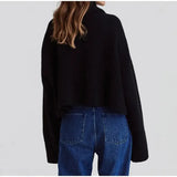 Black High Neck Knitted Sweater-Outfit