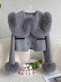 Coat Women 2024 High Quality Fake Fur Big Lapel Double Breasted Thick Warm Wool Coats Korean Fashion Outerwear