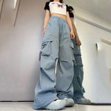 Fongt Pants Female Summer 2024 New Straight Leg Drop Feeling Wide Leg Cargo Pants High Waist Show Slim