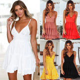 Lace V-neck Strap Stitching Other Women's Dress Backless Bow Flounced