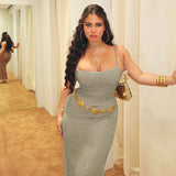 Fongt Hanging Beads Fine Flash Dress Dress Woman 2025 New Hot Girl Sexy