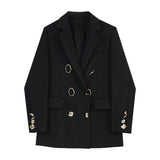 Straight White Blazer For Women Notched Collar Long Sleeve Solid Blazers Female Korean Fashion Clothing Style