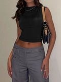 Lace Up Backless Cropped Tank Top-Outfit
