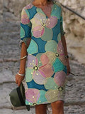 Elegant Floral Print Dress 703-0-Outfit