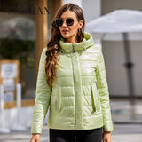 women's jacket spring 2022 short thin cotton clothes Fashion Casual Hooded design parkas simple Quilted women coat