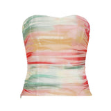 Fongt Holiday Fenghai Island Shell Print Shoulder Repair Braid Vest Hot Girl Sexy Tight Blouse