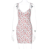 Sexy V-neck Lace Sling Print Temperament Dress-Outfit