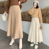 Large Version Autumn And Winter Knitted Skirt Korean Version 100-Pleated Sweater Skirt With High Waist And Large A-Bag Buttocks-Outfit