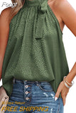 Off Shoulder Halter Lacing Chiffon Women's Blouses Elegant Fashion Solid Sleeveless Shirt Pullover Vest Tops Women