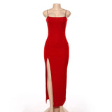 Sexy Women's Maxi Strap Backless Split Long Fall Elegant Ladies Party Club robe vestido clothes vintage bf skirt clothing