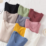 Casual Slim Pit Knitted Sweater Long Sleeve Sexy V neck Solid All-match High Street Pullover 2021 Winter New Fashion