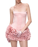 New Flower Boa Thorn Skirt Three-Dimensional Ponbo Skirt Adjustable Strap Design Brat Tight Elastic Two