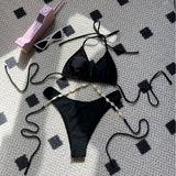 2024 Plain Color New Sexy Shell Chain Swimsuit Bikini