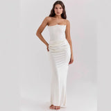 Fongt New Red Thoracic Fish Bone Sexy Body Fishtail Fishtail Dress Long Solid Dress Woman