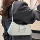 Bow Knot Pu Leather Y2K Shoulder Bag-Outfit