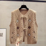 Fongt Spring Autumn New Wearing Horse Clip Outside The Folding Sweater Shoulder Tide Cardigan Knitting Vest Woman
