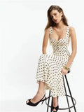 Fongt Summer New Women's Wave Point Slings Back Wave Point Commuter Style Dress