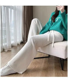Fuzzy Wide-Leg Drawstring Sweat Pants-Outfit