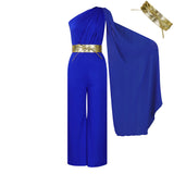 Fongt Women's 2025 Spring And Summer New Fashion Temperament Collar Splicing Folding OL High-Waisted African Jumpsuit