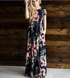 Summer Round Neck Flowers Print Long Sleeve