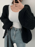 Open Front Long Sleeve Knit Cardigan-Outfit
