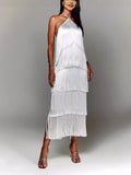 Fongt Fashion Hanging Neck Solu Back Open Dress