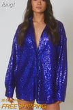 Blouses Long Sleeve Top Sequin Shirts Women Y2K Solid Shirt Autumn Winter 2023 Chic Streetwear Green V Neck