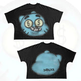 T-Shirt Hip-Hop Fun Cartoon Pattern Printing Oversized T-Shirt Original Gothic Cotton Short Sleeves-Outfit
