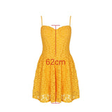 Yellow Strap Jacquard Lace Mini Dress-Outfit