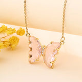 Crystal glass butterfly necklace-Outfit