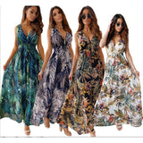 Station Wish Popular Style 2023 Summer Dress New Printed Bare-Back Strapped Dress-Outfit
