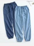 Women's Pants Thin Ice Silk Jeans Female High Waist Drawstring Harem Pants Loose Thin Elastic Women's Classic