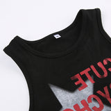 Star Print Side Cutout Tie Crop Tank Top-Outfit