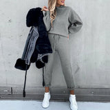 Set Turtleneck Casual Solid Color Urban Leisure Trousers Pocket Two-piece