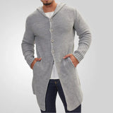 Fongt Men's Autumn And Winter New Hooded Knitted Shirt Medium Long Bag Open Shirt Sweater Jacket