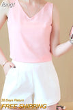 Women Tops Chiffon Blouses Women Sleeveless Top Woman V Neck Tank Tops Casual Woman White Tops Ladies Basic OL Shirts