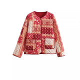 Fongt Women's Explosive Color Printing Cotton Coat Fashion Loose Leisure