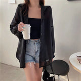 Fongt Thin Coat Women's Summer New Loose Anti-Ultraviolet Breathable Ice Sleeve Shirt Long-Sleeved