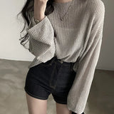 Fongt Ice Silk Sweater Women Summer 2023 New Loose Outside Wear Sunscreen Smock Versatile Air-Conditioned Top-Outfit