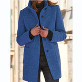 Winter Women's Casual Woolen Outerwear Elegant Solid Warm Blazer Coats Long Sleeve Single-breasted Office Jackets