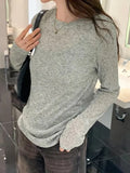 Solid Color Thin Long Sleeve Knit-Outfit
